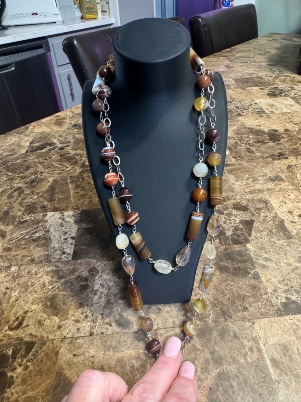 Silpada Brown and Amber Beaded Long Necklace